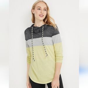 Maurices Lightweight Grey & Yellow Color Block Hoodie Shirt Women's Size XS